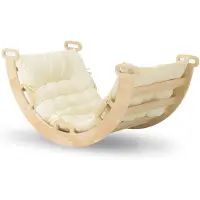 Deryan Arche d'escalade en bois avec coussin – Pont d'escalade – Structure d'escalade Montessori – Bois naturel – Jouet pour enfants