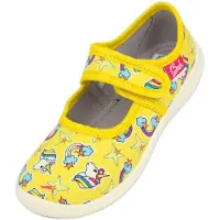 Beck Pantoufle 'Yellow Dream' bleu clair / jaune / fuchsia / blanc