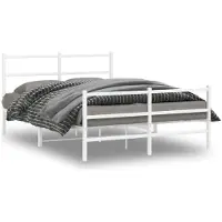 DKD Home Decor Cadre de lit avec tête et pied de lit en métal blanc 140x190 cm
