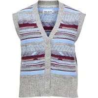 Object Gilet 'OBJINNIA' bleu clair / gris chiné / lie de vin / blanc