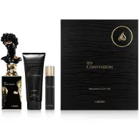 Lattafa His Confession EDP 100 ml + EDP Miniature 12 ml + SG 100 ml (pour homme)