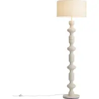 QAZQA Lampadaire rétro beige avec abat-jour en tissu 160 cm - Captain
