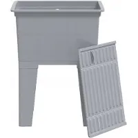 vidaXL Bac à linge gris 59x41x75 cm résine