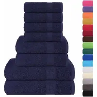 vidaXL Ensemble de serviettes 8 pcs bleu marine 360 g/m² 100% coton