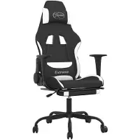 vidaXL Chaise de jeu avec massage & repose-pieds Tissu noir et blanc