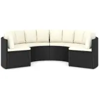 vidaXL Ensemble de salon de jardin 6 pièces avec coussins Poly rotin noir