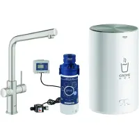 GROHE Robinet de cuisine avec fonction filtre et eau bouillante Red Duo supersteel matt 30327