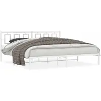 DKD Home Decor Cadre de lit avec tête de lit en métal blanc 193x203 cm