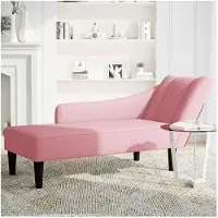 vidaXL Chaise longue avec accoudoir à droite rose velours
