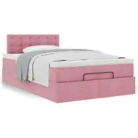 vidaXL Ottoman-lit avec matelas rose 120x200 cm velours