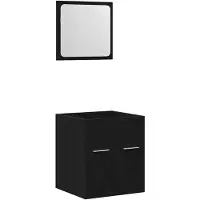 vidaXL Ensemble de meubles de salle de bain 2 pièces noir imitation chêne Matériau dérivé du bois