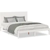vidaXL Lit en bois massif extra long sans matelas blanc 140x220 cm