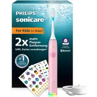 Philips Brosse à dents électrique rechargeable For Kids Smart HX6600/11, pour enfants, brosse à dents sonique, douce, rose, 4 cycles de 30 secondes, design ergonomique