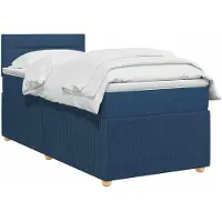 vidaXL Lit boxspring avec matelas avec tête de lit bleu 90 x 200 cm Tissu