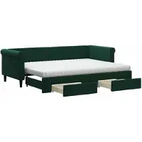 vidaXL Lit de jour extensible avec tiroirs Vert foncé 80x200 cm Velours