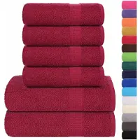 vidaXL Ensemble de serviettes 6 pcs bordeaux 360 g/m² 100% coton
