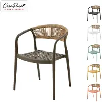 Floordirekt Ensemble de 6 chaises de jardin Solaro, modèle extérieur avec accoudoirs et dossier en corde, couleur anthracite
