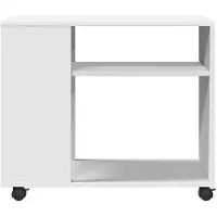 vidaXL Table d'appoint avec roues blanc 70x35x60 cm bois d'ingénierie