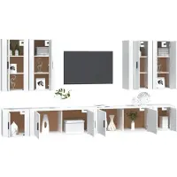 vidaXL 8 pcs. Ensemble de meuble TV Blanc Matériau dérivé du bois