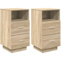 vidaXL Tables de chevet 2 pcs avec 2 tiroirs chêne sonoma 36x36x68 cm