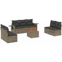 vidaXL Ensemble de jardin canapé 8 pièces avec coussins Gris Poly rotin