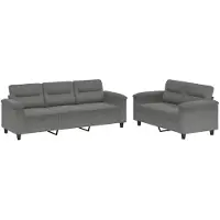 vidaXL Ensemble de canapés 2 pièces avec coussins Gris foncé Tissu microfibre