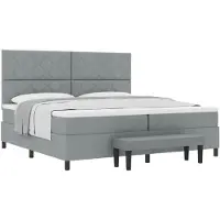 vidaXL Lit boxspring avec tête de lit gris clair 200 x 200 cm Tissu