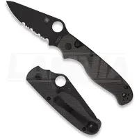 Spyderco Couteau pliant ButtonUp Carbon Fiber, noir, lame à dents