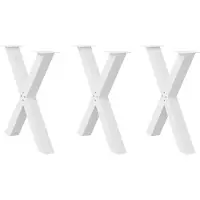vidaXL Pieds de table de salle à manger en X 3 pcs. Blanc 70x(72-73) cm Acier