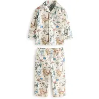 Next Pyjama écru / bleu clair / brun foncé / vert