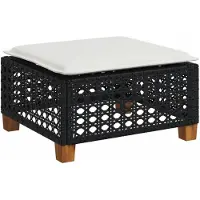 vidaXL Tabouret de jardin et coussin noir 63,5x56x32 cm résine tressée