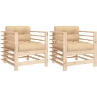 vidaXL Chaises de jardin avec coussins 2 pcs. Pin massif