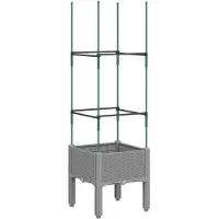 vidaXL Jardinière avec treillis gris clair 40x40x142,5 cm PP