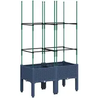 vidaXL Jardinière avec treillis bleu gris 80x40x142,5 cm PP