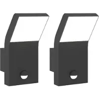 vidaXL Lampes murales d'extérieur LED avec capteur 2 pcs. noir fonte d'aluminium
