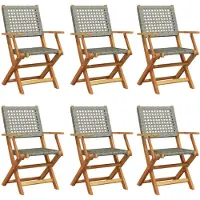 vidaXL 3214560, Terrasse, Assise rembourrée, Acacia, Polyrotin, Gris, 110 kg, 540 mm