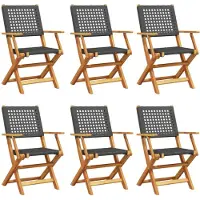 vidaXL 3214557, Mobilier de jardin, Assise rembourrée, Bois d'acacia, Polyrotin, Noir, 110 kg, 540 mm