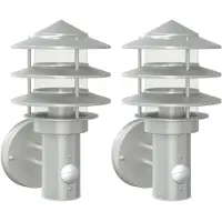 vidaXL Lampes murales extérieures avec détecteur de mouvement 2 pcs. argent Acier inoxydable