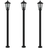 vidaXL Lampes d'allée 3 pcs. noir 120 cm acier inoxydable