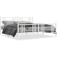 vidaXL Cadre de lit avec tête et pied de lit en métal blanc 183x213 cm
