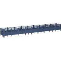 vidaXL Jardinière avec piquets bleu gris 363,5x43,5x43,5 cm PP