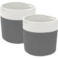 vidaXL Paniers de rangement 2 pcs gris et blanc Ø28x28 cm coton