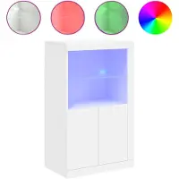 vidaXL Armoire latérale avec éclairage LED blanc bois d'ingénierie