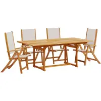 vidaXL Ensemble de jardin 5 pièces en bois massif d'acacia et textilène