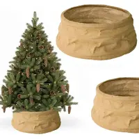 Coil couverture d'arbre de Noël, jupe d'arbre de Noël, couverture d'arbre de Noël, support d'arbre de Noël, jute, diamètre : 66cm, Ovale, Beige