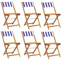 vidaXL 3214626, Terrasse, Assise rembourrée, Acacia, Polyester, Bleu, Blanc, 110 kg, 410 mm