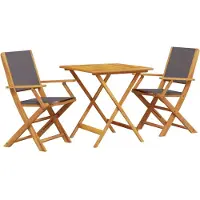 vidaXL Ensemble Bistro 3 pièces Anthracite Tissu et bois massif