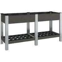 vidaXL Plateau de jardin avec étagère Gris 150x50x75 cm WPC