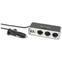 Dunlop Répartiteur 3 voies 12/24 Volt avec deux ports Usb noir