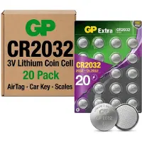 GP Piles bouton lithium Extra CR2032, 3V | Lot de 20 piles CR 2032